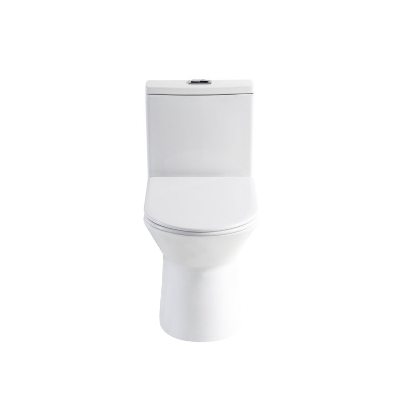 Height 17" Toilet, 1.1/1.6 Dual Flush, Rimless Bowl, Soft Closing Seat, Glossy White, 12" Rough-In, Height, Gloss Long-Lasting