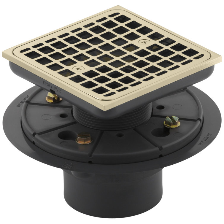 Kohler K-9136-AF Clearflo Square Design Tile-In Shower Drain with Reversible Collar, 2" and 3" PVC Connection