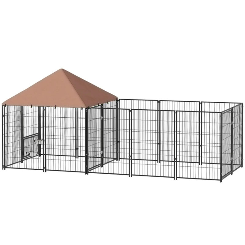Chenil d'extérieur pour chien avec bols rotatifs et réglables en hauteur