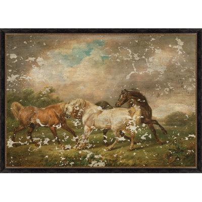 Lillian August " Horses Upon The Stormy Sky " by Lillian August Painting Print