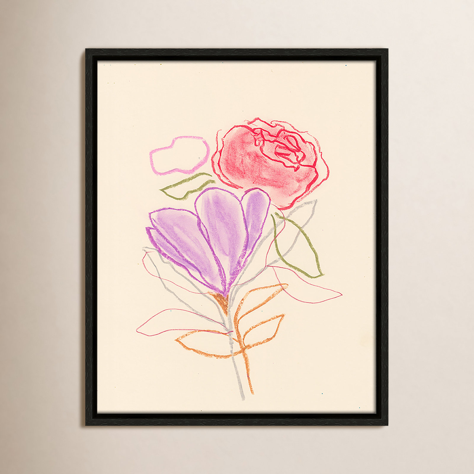 Simple Floral III Print by Bea Dina, Espresso Floater Framed Canvas, No Mat, 15.5" H x 12.5" W x 2" D