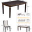6 tables de salle à manger en bois massif de 60 po, table rectangulaire de 60 po, 4 chaises et banc, pour 6 personnes, 1 banc