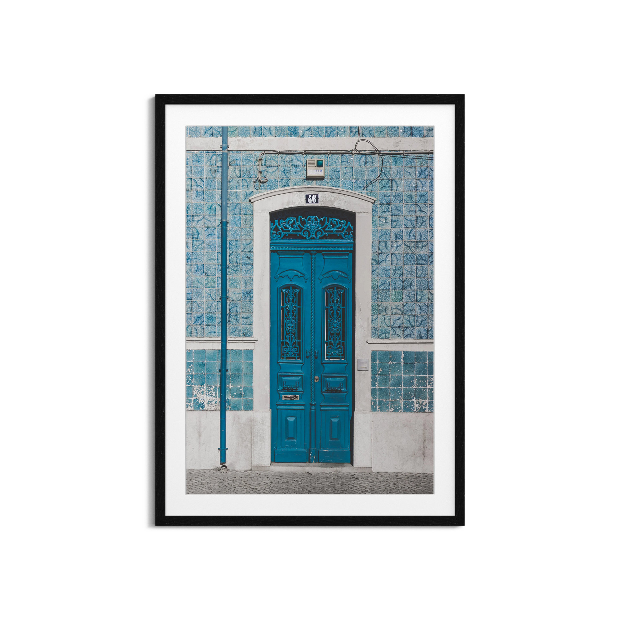 Blue Door Of Caldas De Rainha, Portugual by Catarina Carvalho, Black, 35.5" H x 25.5" W x 0.75" D