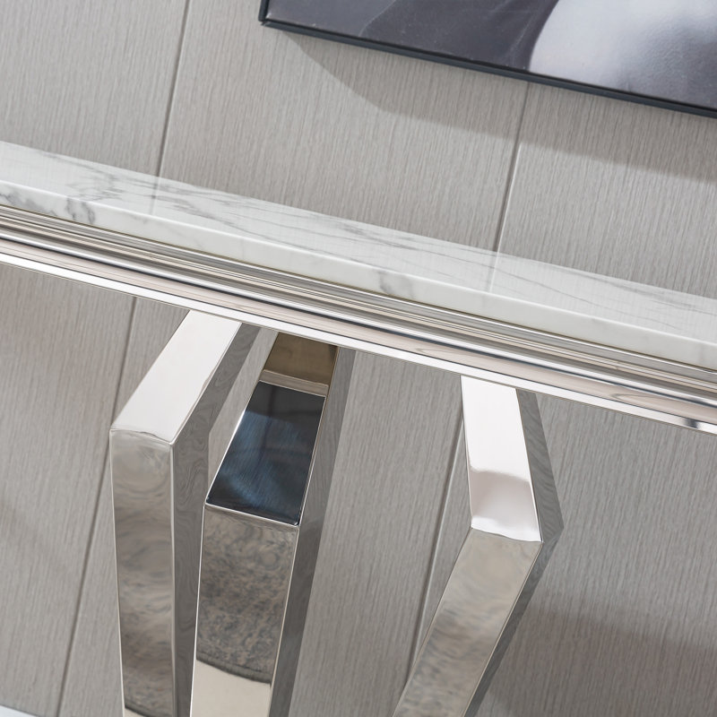 Bomen 46.85'' Console Table, White, Silver