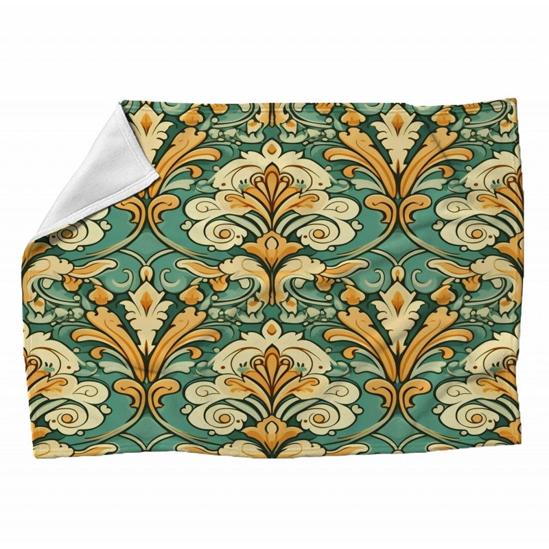 Machine Printed Throw Blanket, 60" L x 50" W, Geometric, Yellow/Light Green