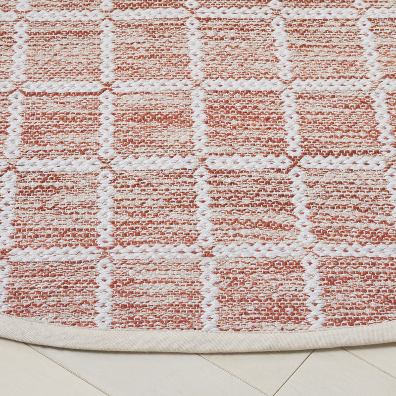 Klevis 977 Area Rug In Orange / Ivory, Round 6'