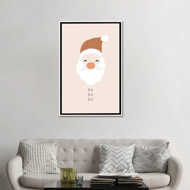 « Ho Ho Ho Santa » par Orara studio, reproduction d’art, H 48 po x l 32 po x P 1,5 po, Toile blanche encadrée, Aucun mat