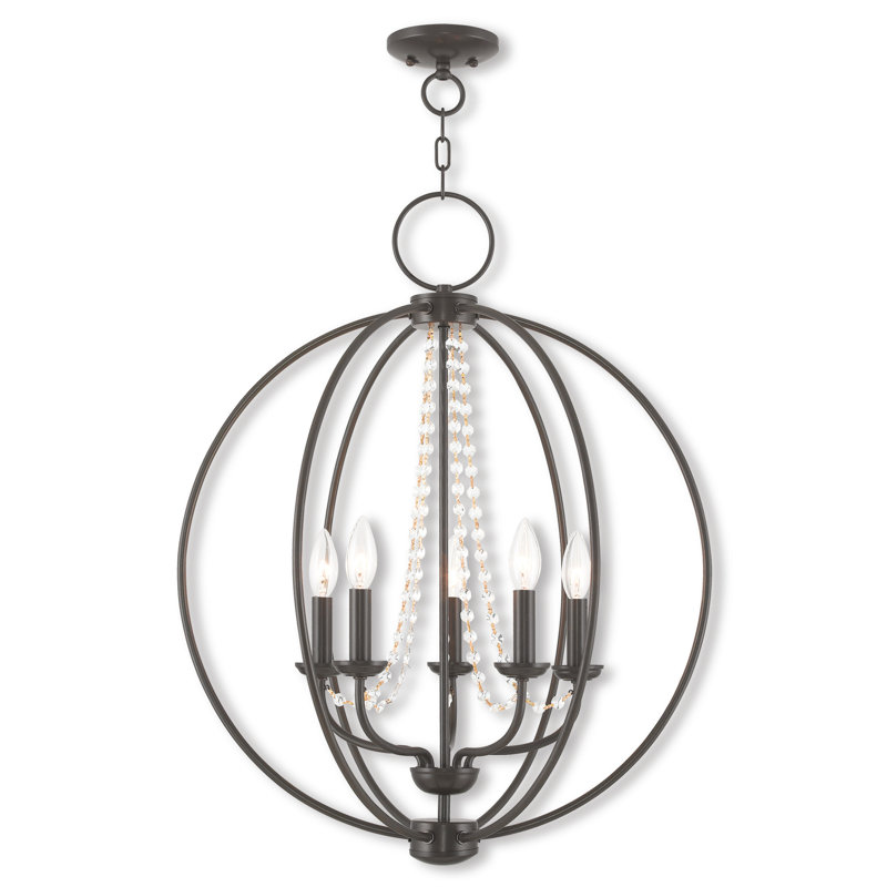 Moores Globe Chandelier, English Bronze, 28.25" H x 22" W x 22" D, 5