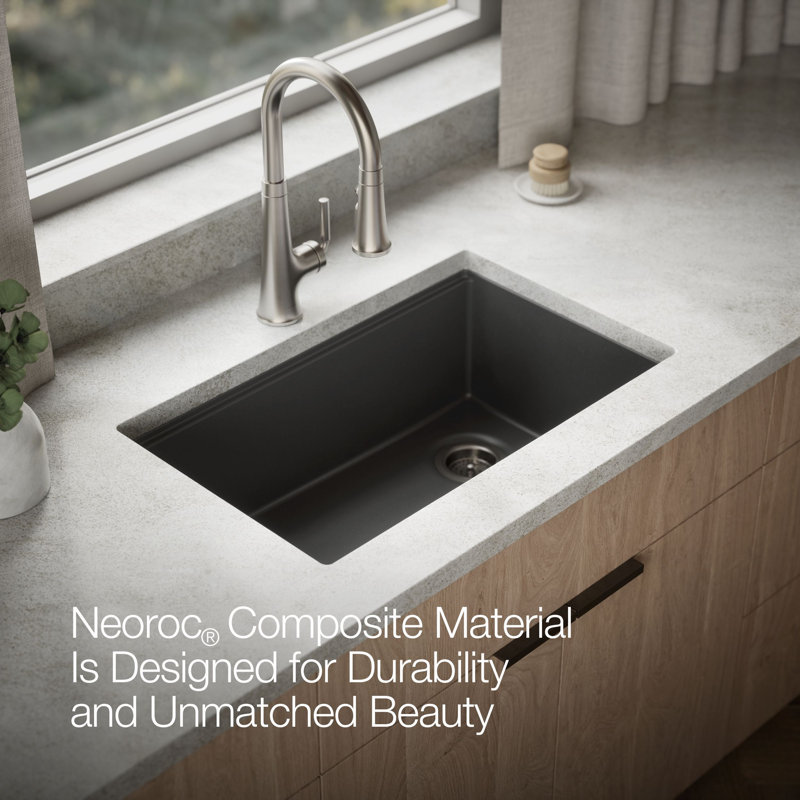 Billings Undermount Single-Bowl Workstation Kitchen Sink, Black