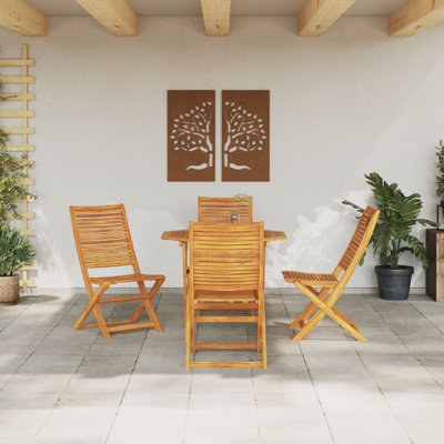 4 - Person Wood Patio Dining Set with Round Table