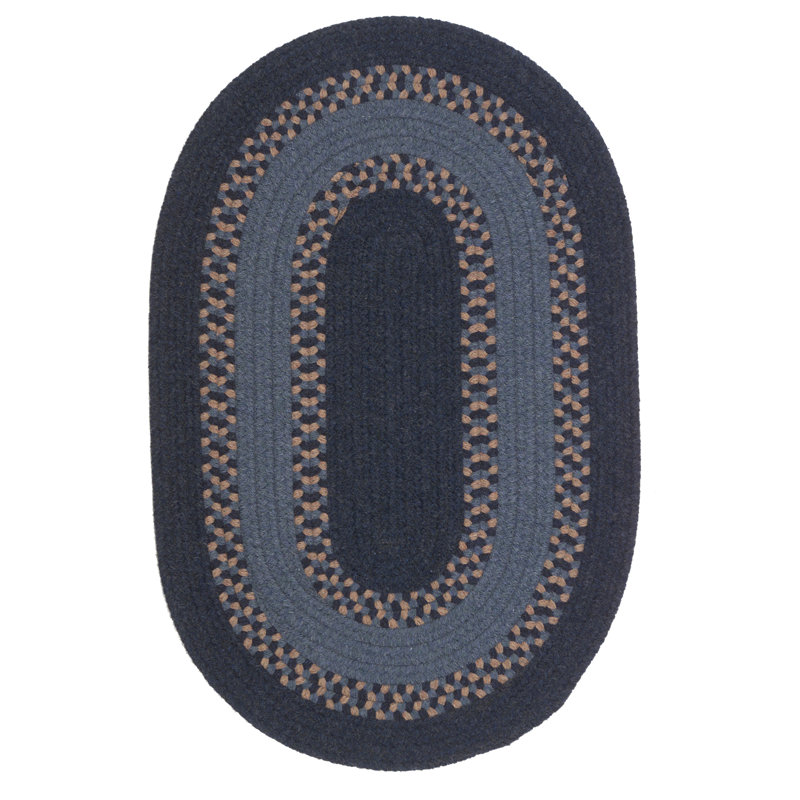 Tapis réversible en mélange de laine Schœnock - bleu marine, Ovale 2 pi 3 po x 3 pi 9 po