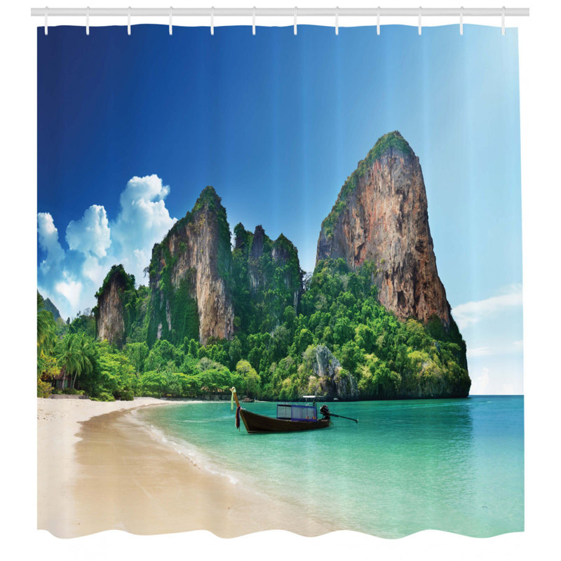 Shower Curtain with Hooks Included, 70" H x 69" W