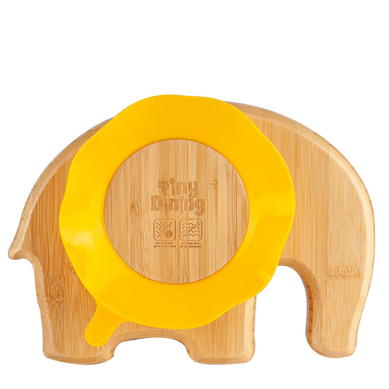 Tiny Dining - Children's Bamboo Suction Elephant Plate, Yellow