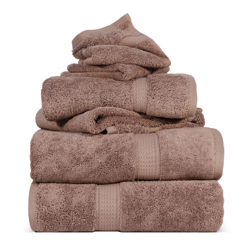 Scotia Egyptian Cotton Bath Towel Set, 6Pc Towel Set  (2Bath, 2Hand, 2Face), Muted Mauve