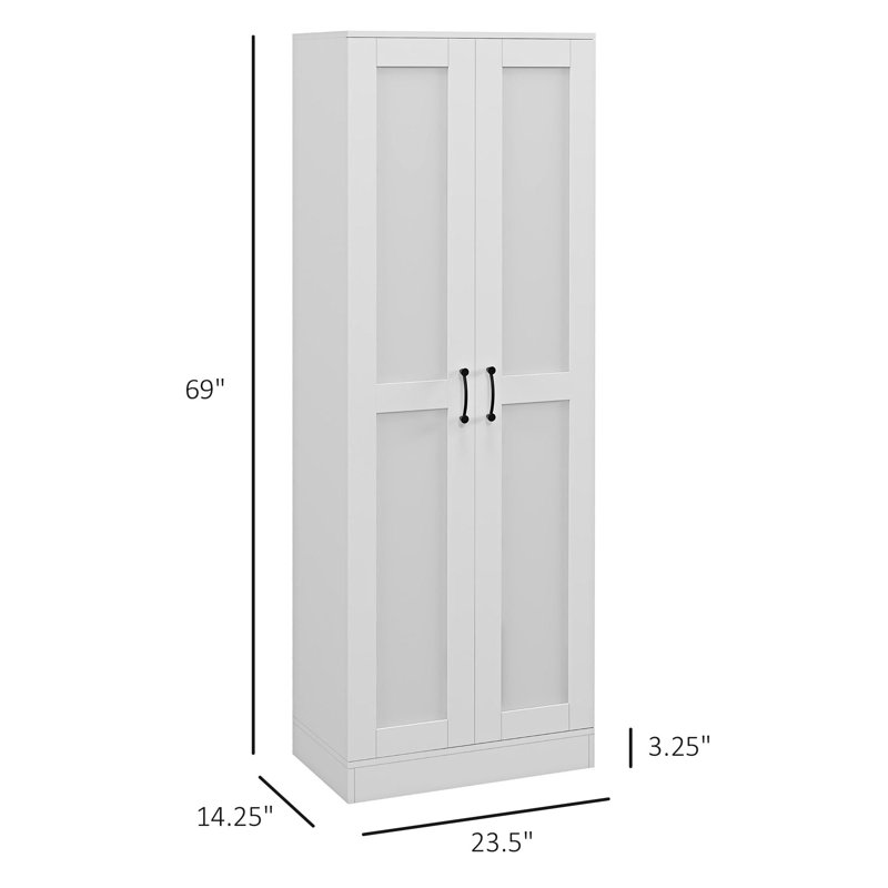Armoire de rangement moderne avec tablettes de rangement mobiles, Blanc