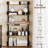 2 PCS 5-Tier Bookshelf Open Bookcase with Anti-Tipping Kit Storage Unit for Bedroom Rustic Brown & Black-227777870-227777867