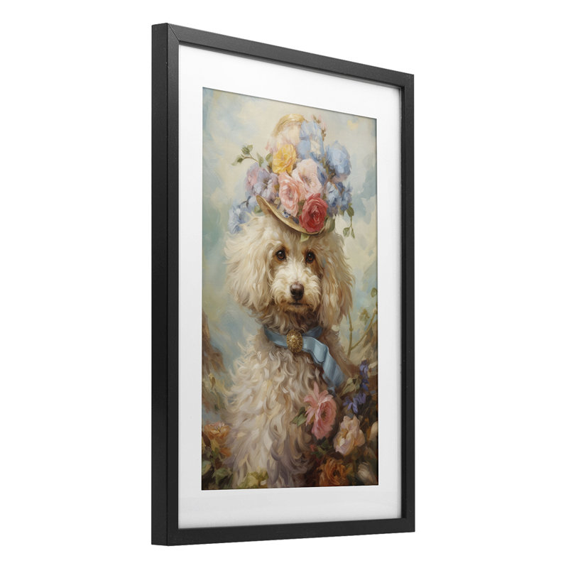 «Labradoodle Victorian Era Pet», reproduction encadrée sous verre, design par Wumples, H 20 po x l 14 po, Cadre noir minuit