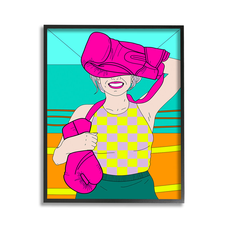 «Bold Kickboxing Woman», art de la giclée encadrée par Grace Popp, Giclée encadrée noir minuit, H 14 po x l 11 po