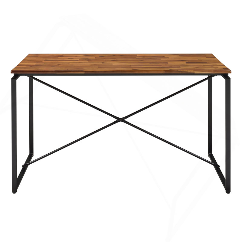 Table de salle à manger chêne et noire avec base en métal