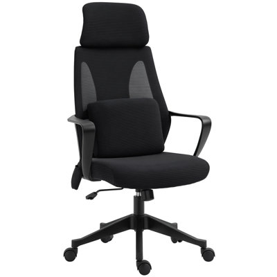 Fauteuil pivotant massant avec coussin lombaire, port USB, siège et appui-tête réglables