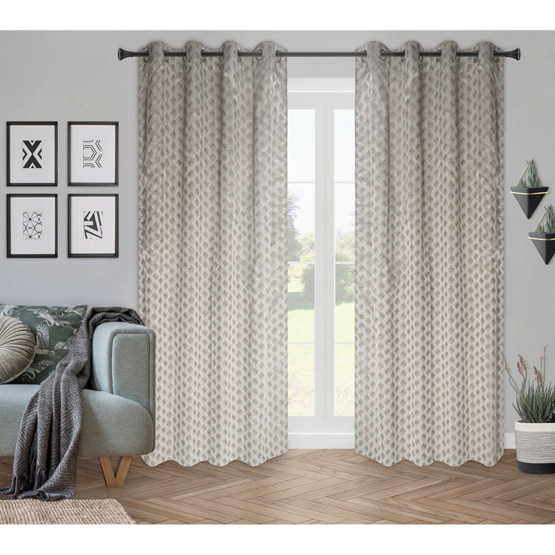  Panneau de rideau simple obscurcissant géométrique, Taupe