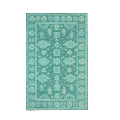 Bachar Oriental Turquoise Hand Tufted Wool Rug