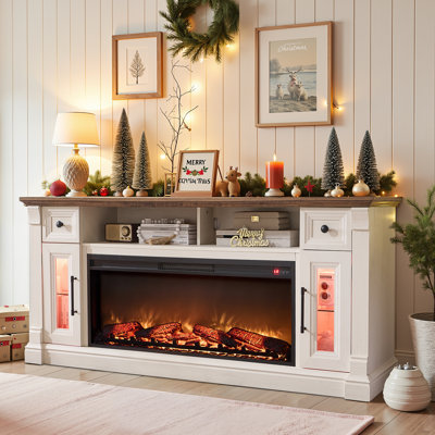 70"ModernFarmhouseFireplaceTVStandforTVsUpto 80",White