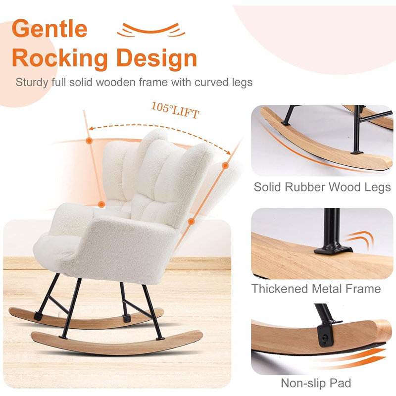 Chaise berçante pour chambre de bébé, fauteuil oscillant rembourré ...