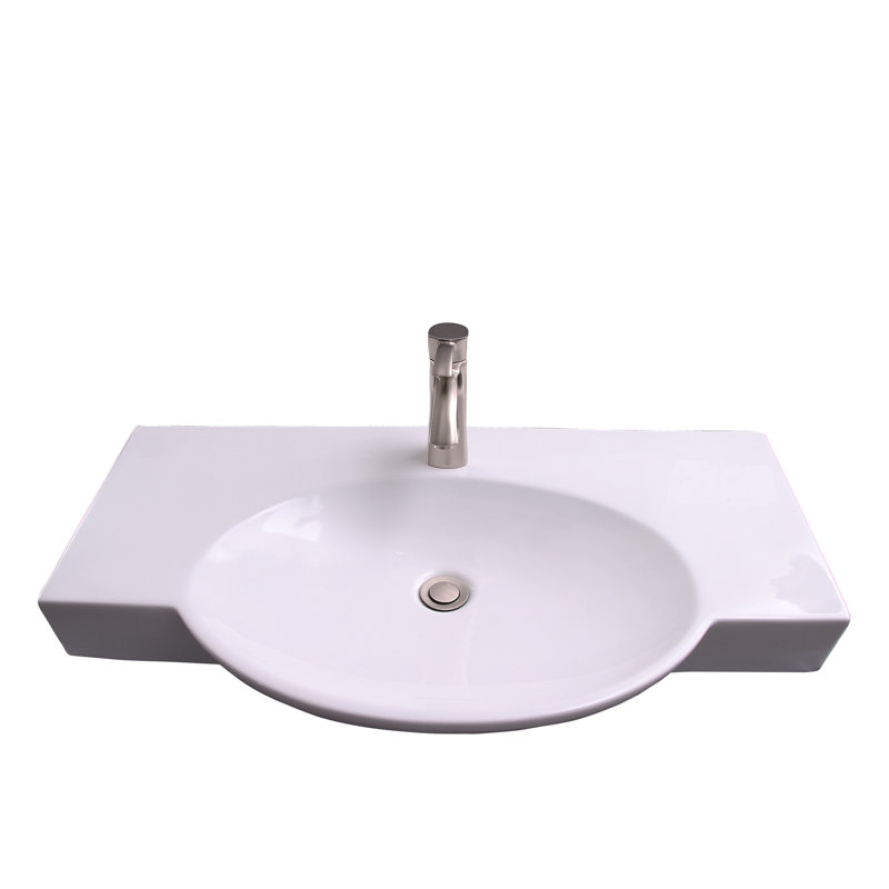 Lavabo de salle de bain mural en porcelaine vitreuse Waveland