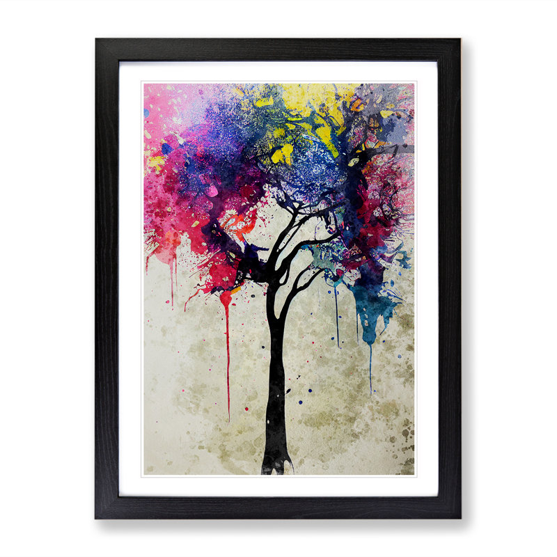 Dripping Tree - Single Picture Frame Painting, 64cm H x 46cm W x 2cm D, Black