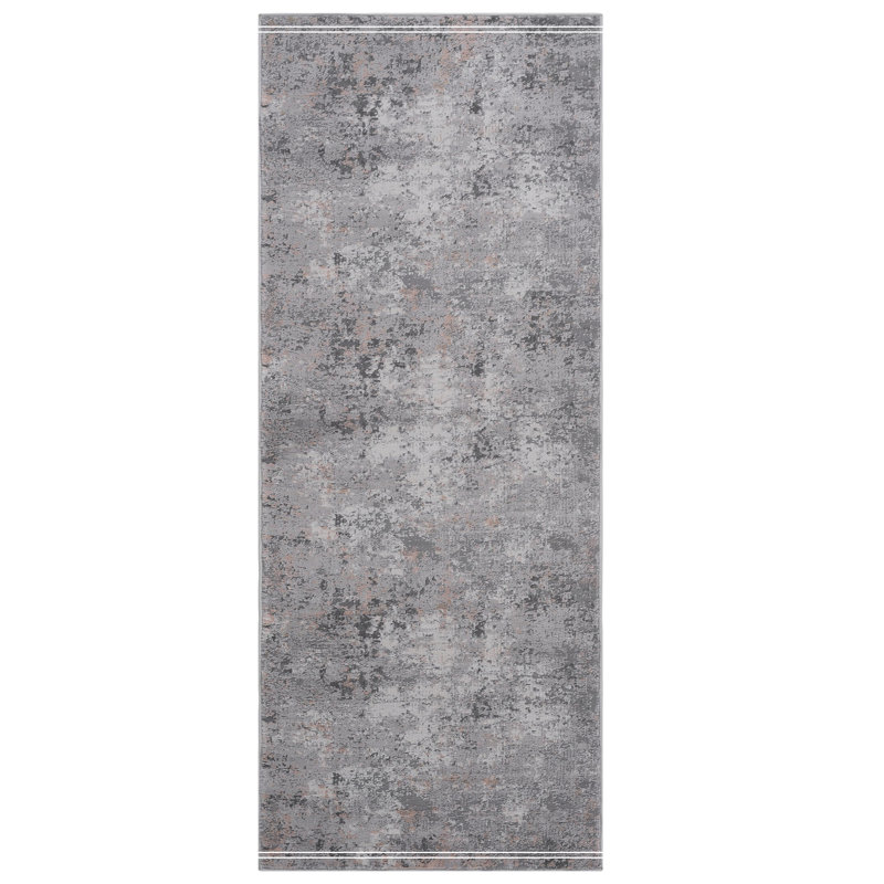 Tapis gris / multicolore / abstrait qui ne perd pas ses poils pour le salon, la salle à manger et le bureau