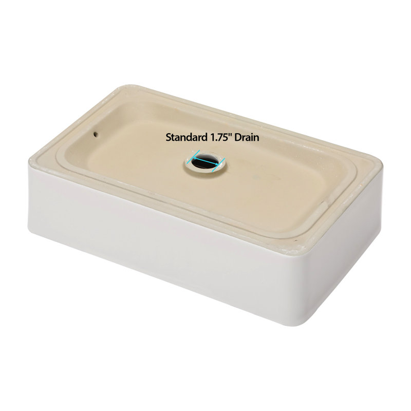 White Ceramic 21"X14" Bathroom Vessel Sink - Contemporary Classic Design With Elegant And Generous Appearance Acid Resistance Stain Easy Cleaning Quality Construction Smooth Surface Low Water