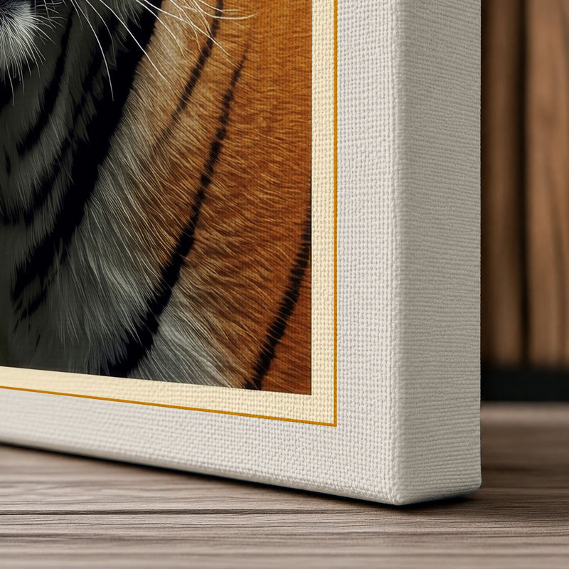 Tiger's Gaze Modern - Wrapped Canvas, 18x12 - 45.7 x 30.5 cm, Cream Border