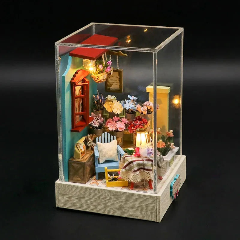 Wizardi Miniature Roombox Kit - Flower Shop Dollhouse Kit