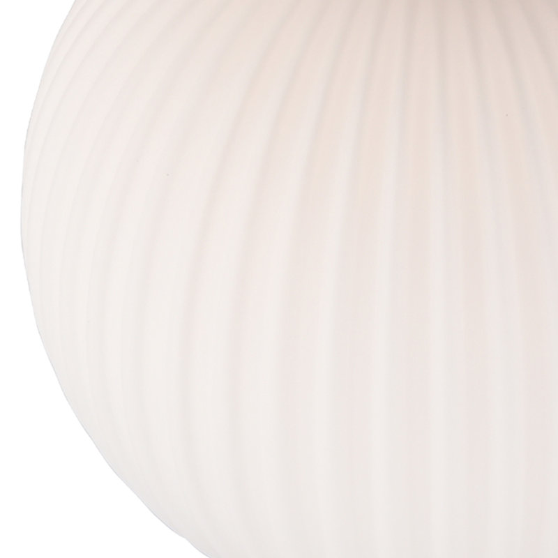 Kate - 1-Light Pendant - Brushed Brass with White Ribbed Glassware Shade, 19" H x 9.8" W x 9.8" D, Brushed Brass