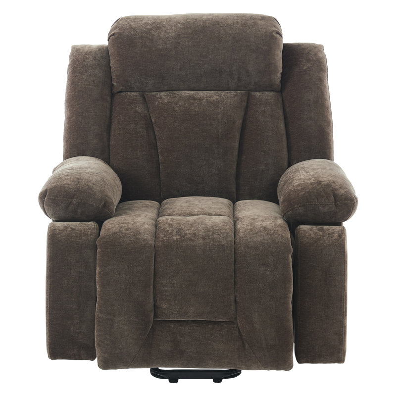 Upholstered Recliner With Cup Holders, Brown