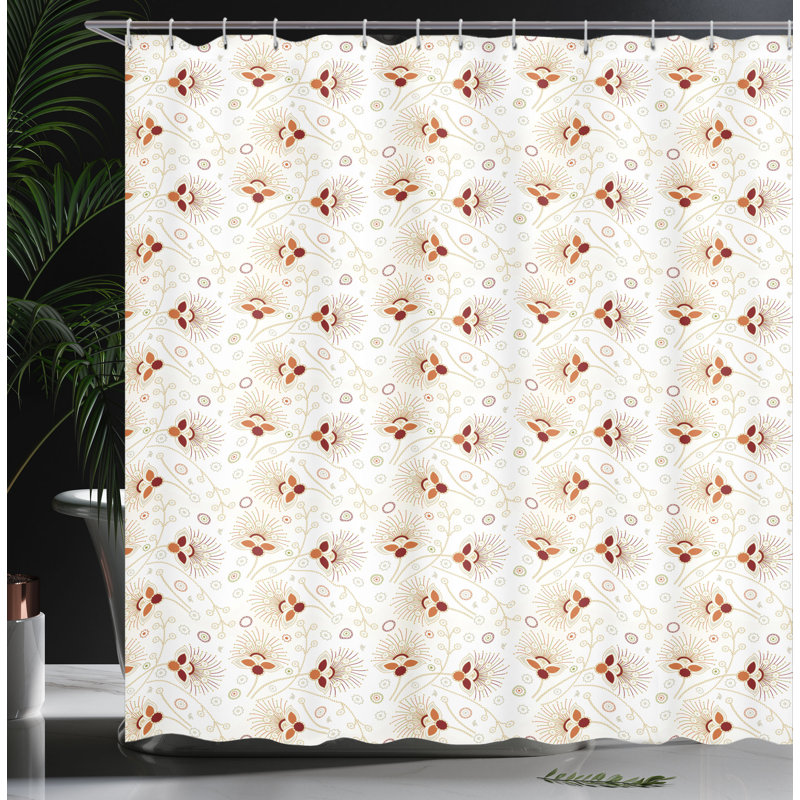 Abstract Shower Curtain with Hooks Included, 70" H x 69" W