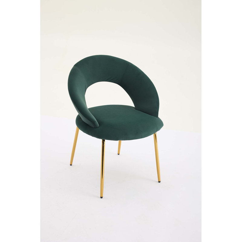 Ensemble de 1 chaise de salle à manger en tissu avec dossier incurvé et pieds en métal pour la cuisine ou la salle à manger