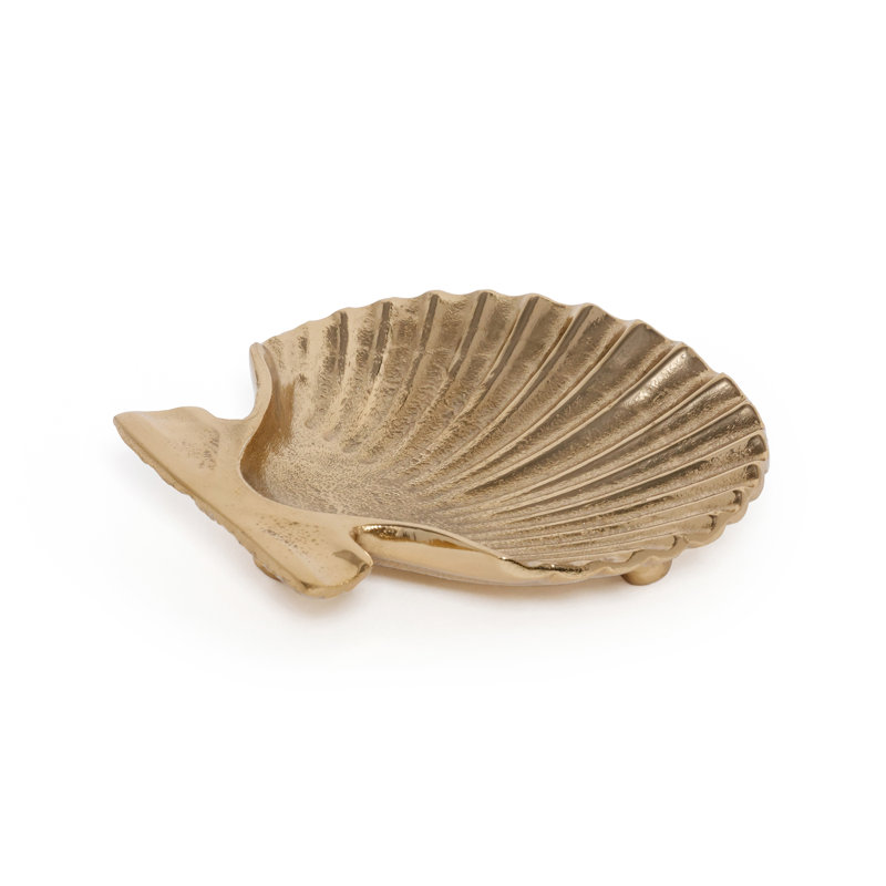 Ensemble de 2 plateaux Sanibel Shell, Doré texturé