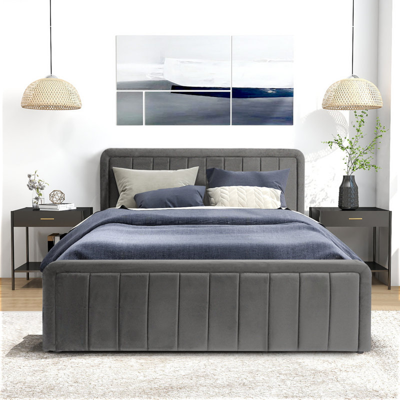 Altgeld Upholstered Ottoman Storage Bed, Kingsize (5'), Medium Grey