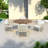 5-piece Patio Dining Table Set Included 1 Extendable Coffee Table, 4 Rattan Arm Chairs With Cushions And Iron Frame