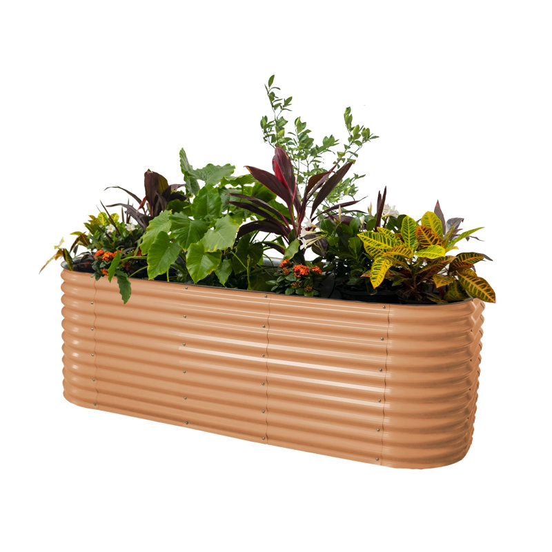 32" Tall 10 In 1 Modular Metal Outdoor Raised Garden Bed, Terra Cotta