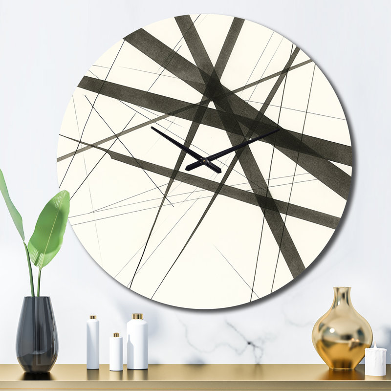Minimalist Black and White VII - Abstract Shapes Wall Clock, Large