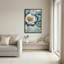 Tableau sur toile à motifs floraux turquoise et crème avec accents dorés-1215231752