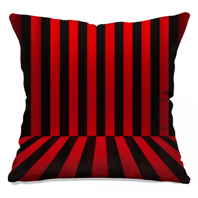 Red Black Stripes Double Sided Throw Pillows