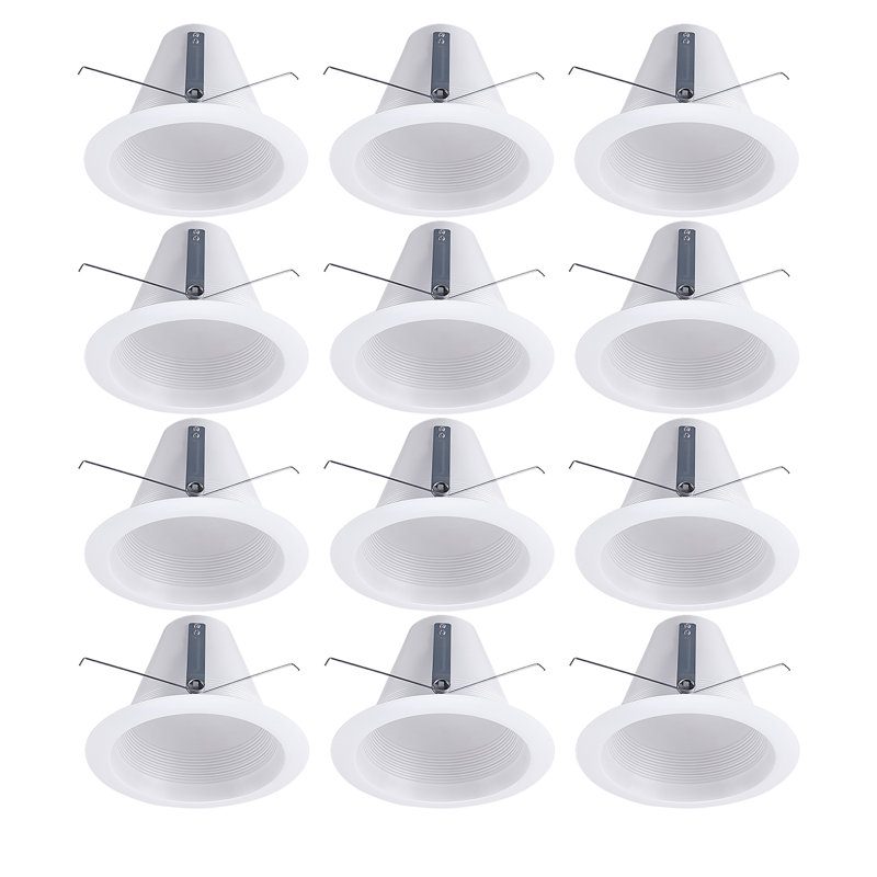 Collar 6" Recessed Light Baffle Trim, Full Metal Can Light Trim for Halo and Juno Remodel, White, White