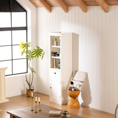 Armoire de rangement autoportante de 75 po avec étagères à livres et tiroir, conception rétro, pour l'organisation de la chambre à coucher