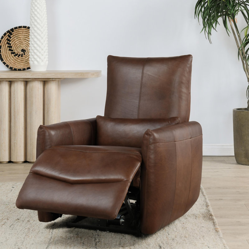 Thaya Leather Power Recliner Chair, Antique Brown Genuine Leather