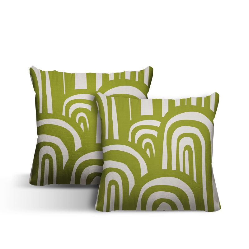 Abstract Outdoor Reversible Throw Pillow, 17H" x 17W", Chartreuse