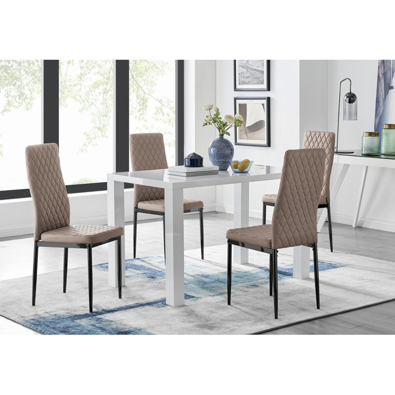 Scottsmoor 4 - Person Dining Set, Cappuccino/Black, White